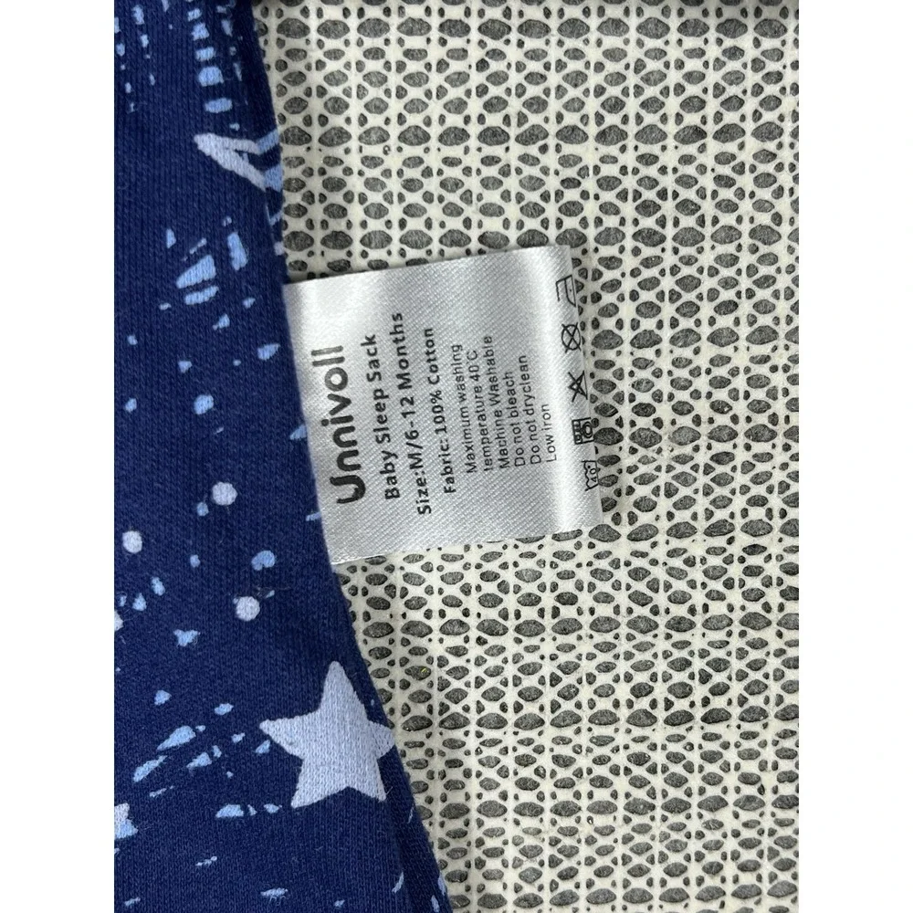 Unnivoll Baby Sleep Sack 6-12 Months Long Sleeve 100% Cotton Blue/Grey